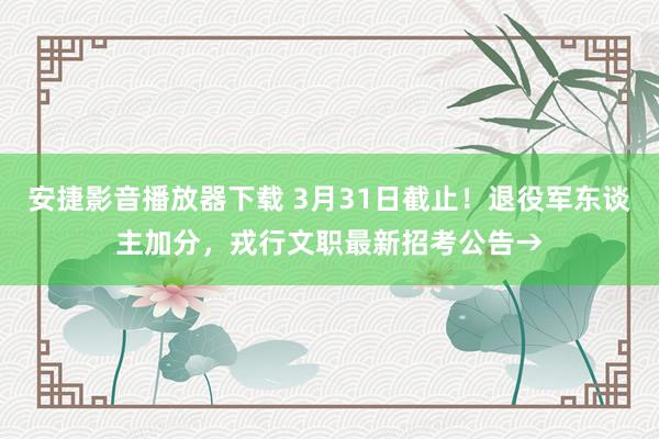 安捷影音播放器下载 3月31日截止！退役军东谈主加分，戎行文职最新招考公告→
