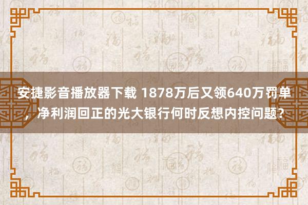 安捷影音播放器下载 1878万后又领640万罚单，净利润回正的光大银行何时反想内控问题？