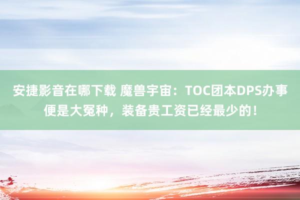 安捷影音在哪下载 魔兽宇宙：TOC团本DPS办事便是大冤种，装备贵工资已经最少的！